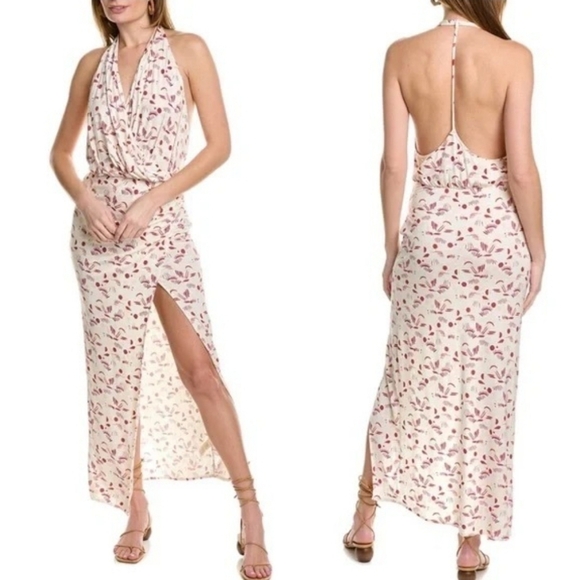 Free People Dresses & Skirts - Free People Daria Open Back Ivory Maxi Dress with Red & Cream  Novelty Print SzM